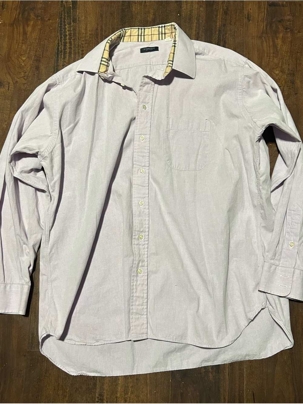 Mens Light Pink Button-Down Shirt with Contrast Collar
